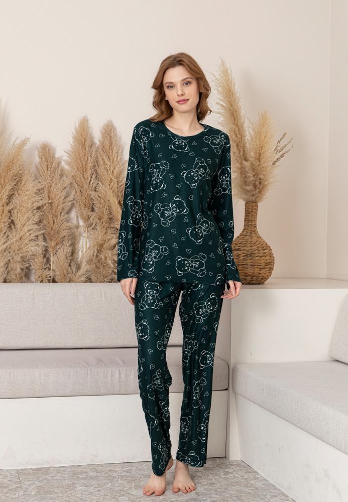 Pijama dama din Suet ,maneca lunga si pantalini lungi,En-gros